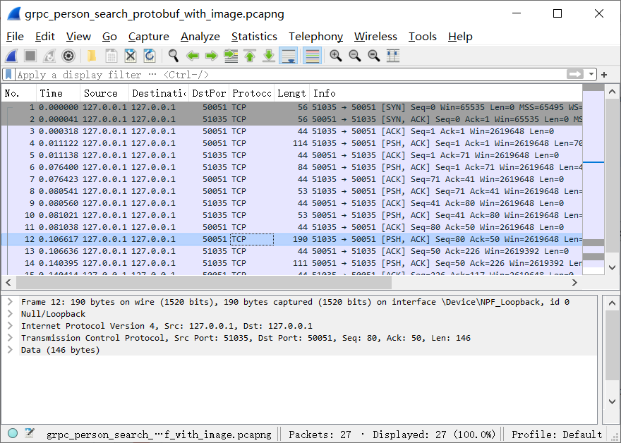 Packet-list and packet-detail panes